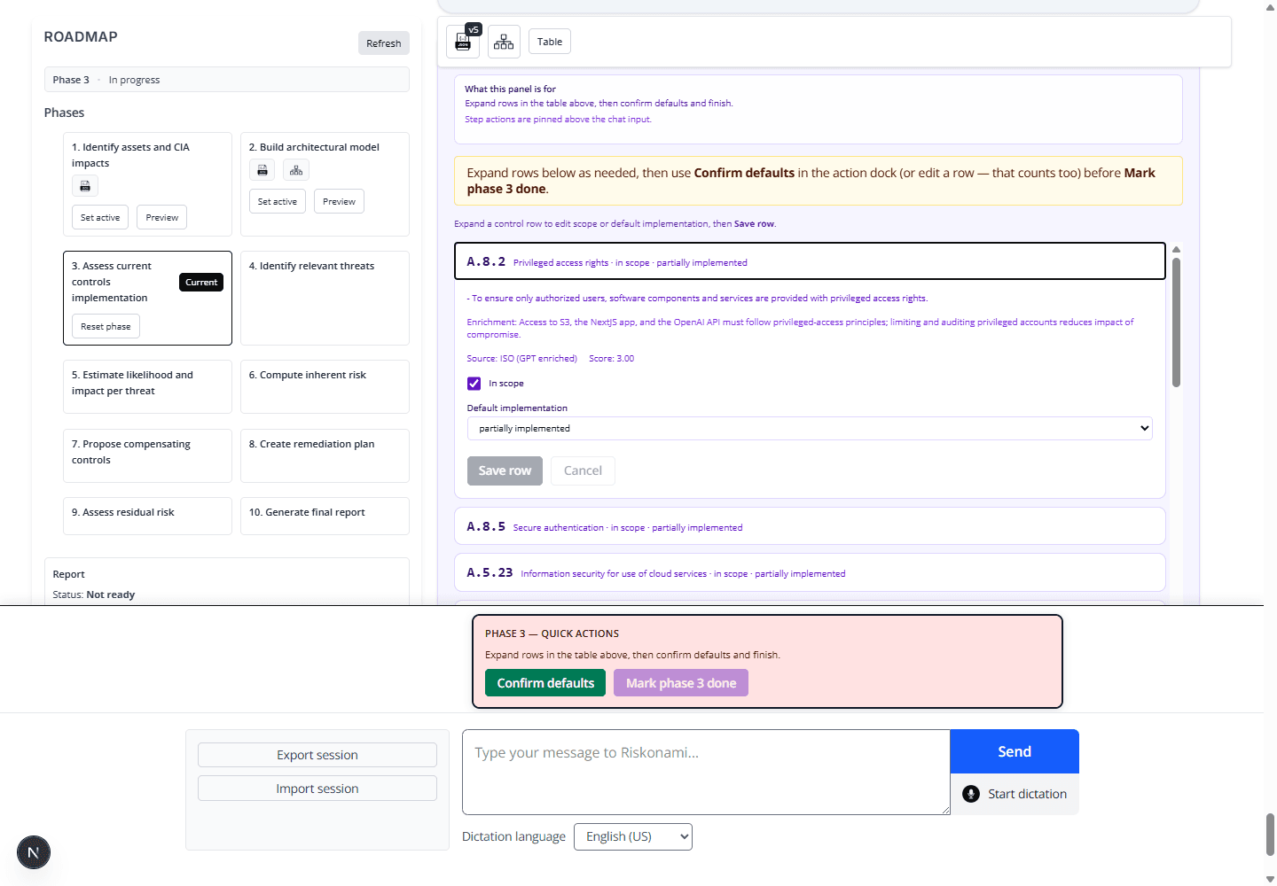 Per-control implementation