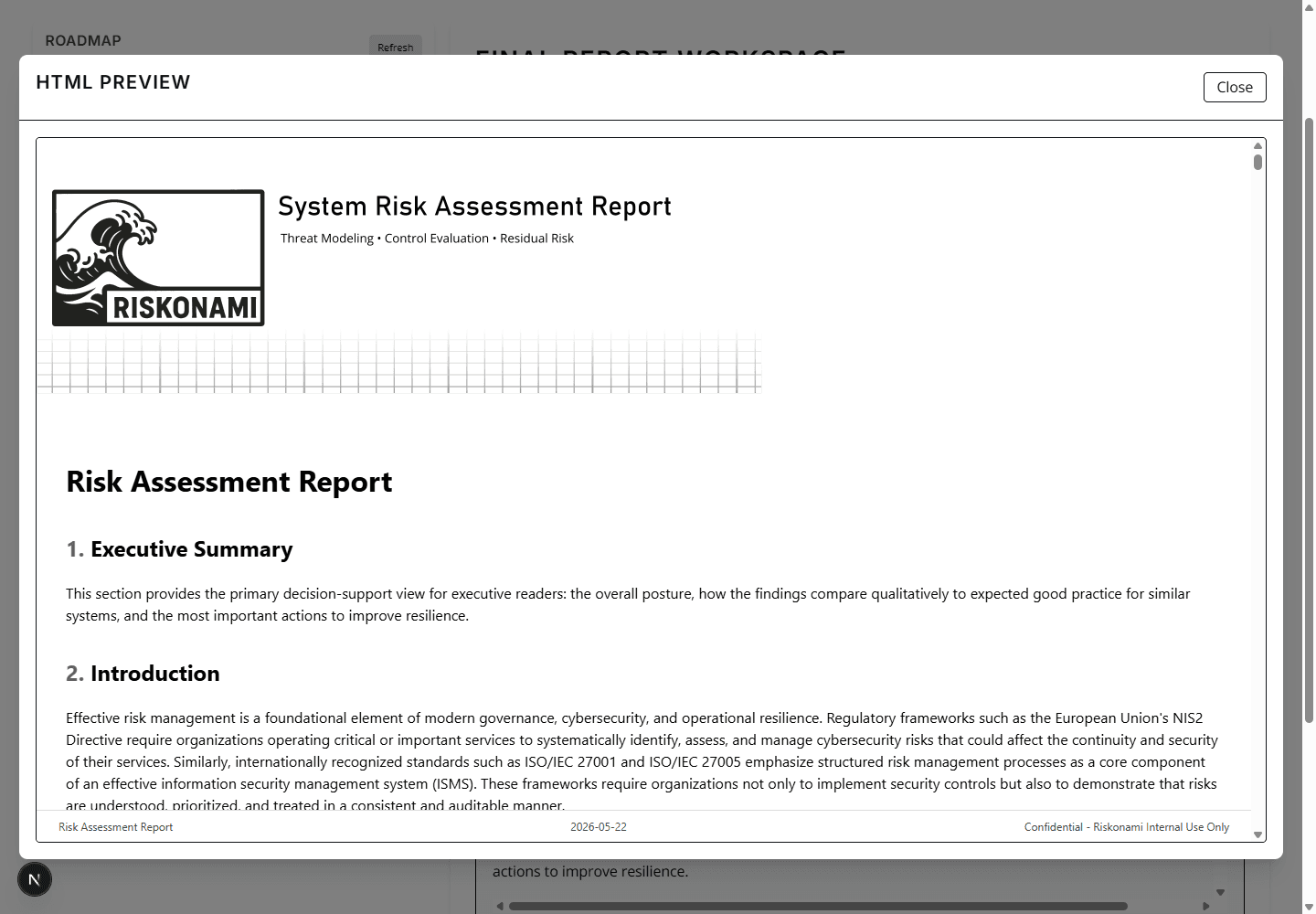 HTML report preview