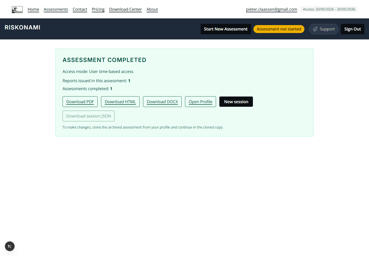 Archived assessment and downloads