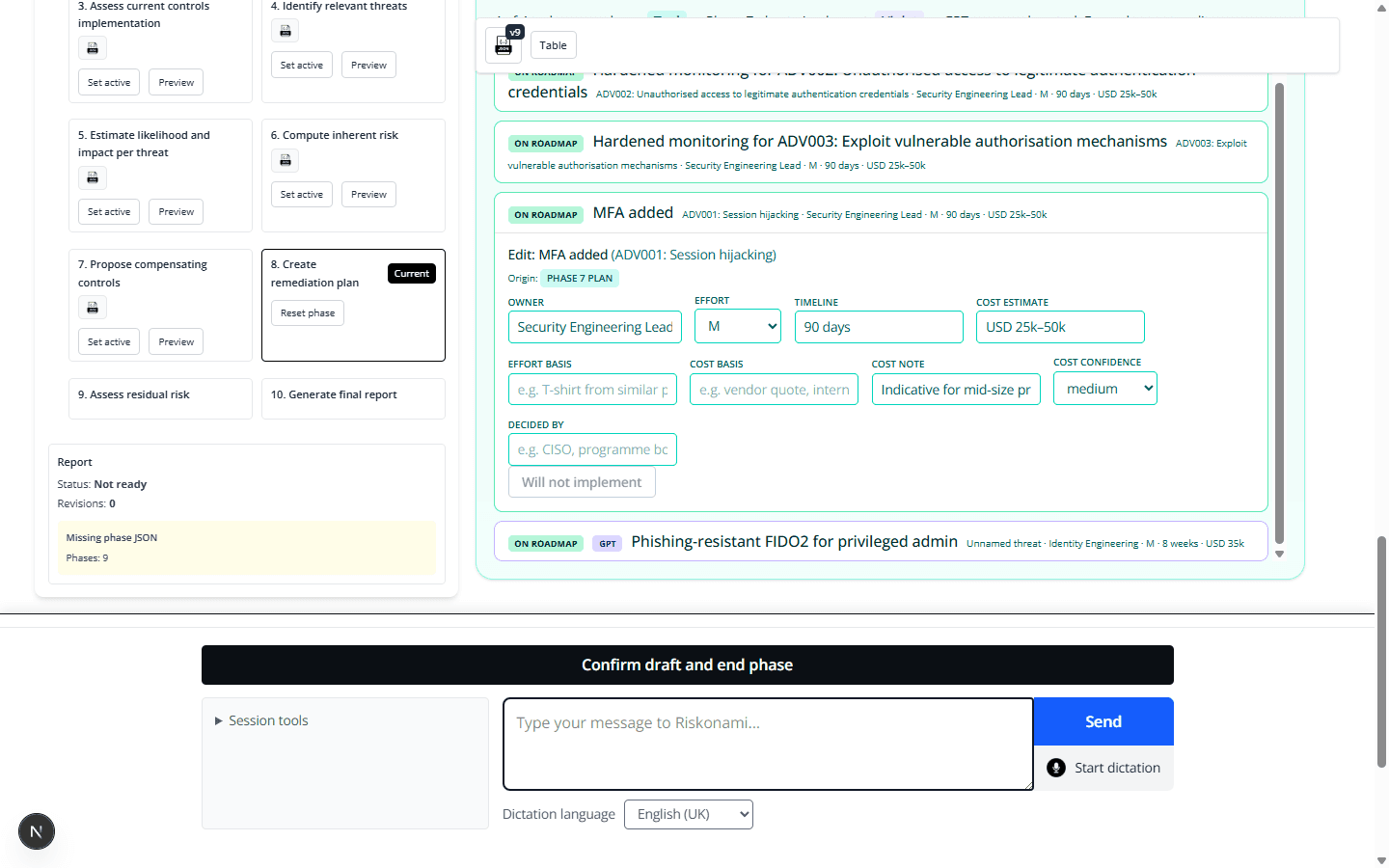 Phase 8 remediation item edit and confirm