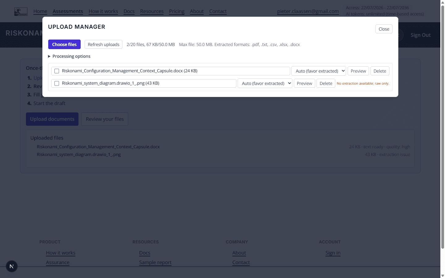 Upload manager with documents ready for once-through